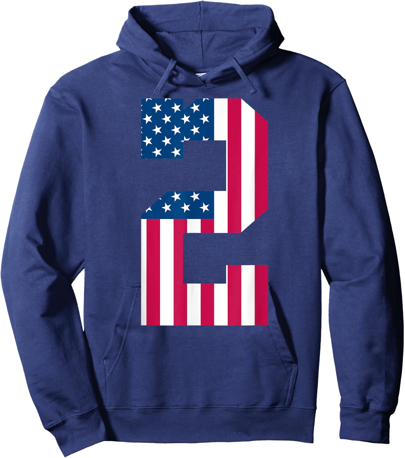 Fun 2nd Birthday US American Flag 2nd Of July Boy 2 Year Old Hoodie - Hoodie | Navy
