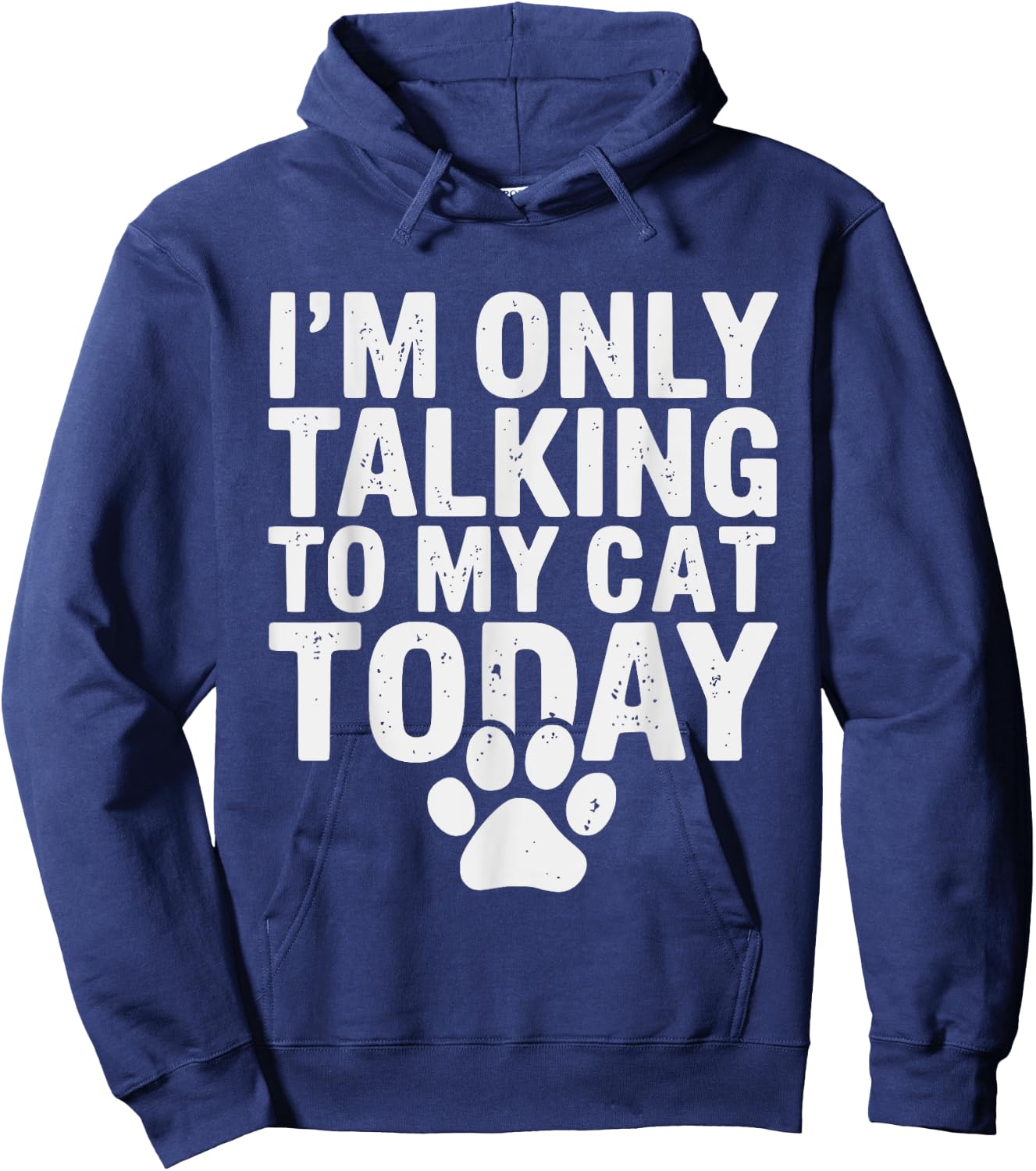 I'm Only Talking To My Cat Today Cat Lover Distressed Men Women Girls Kids Hoodie - Hoodie | Navy