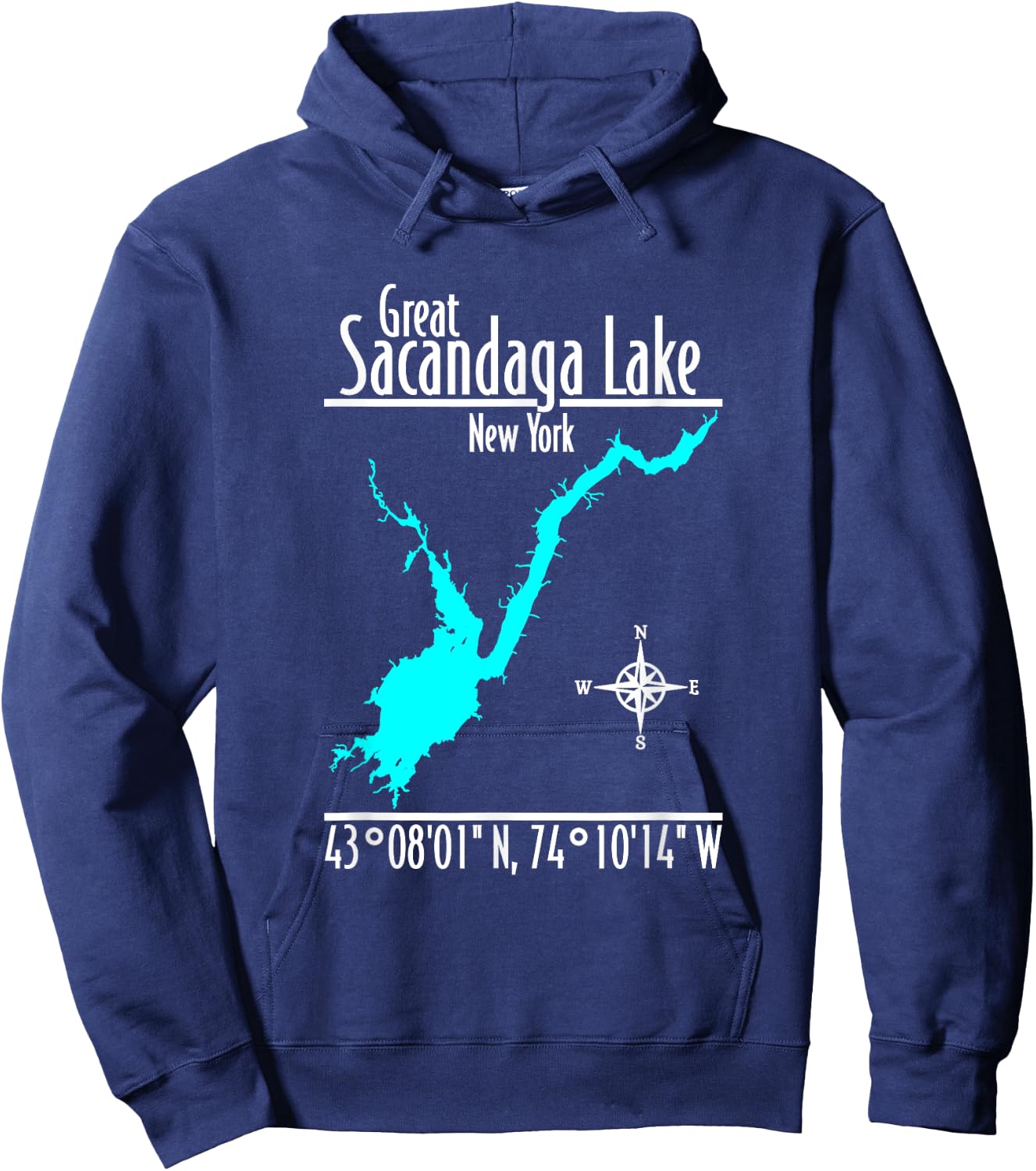 Modern Great Sacandaga Lake - New York Hoodie - Hoodie | Navy