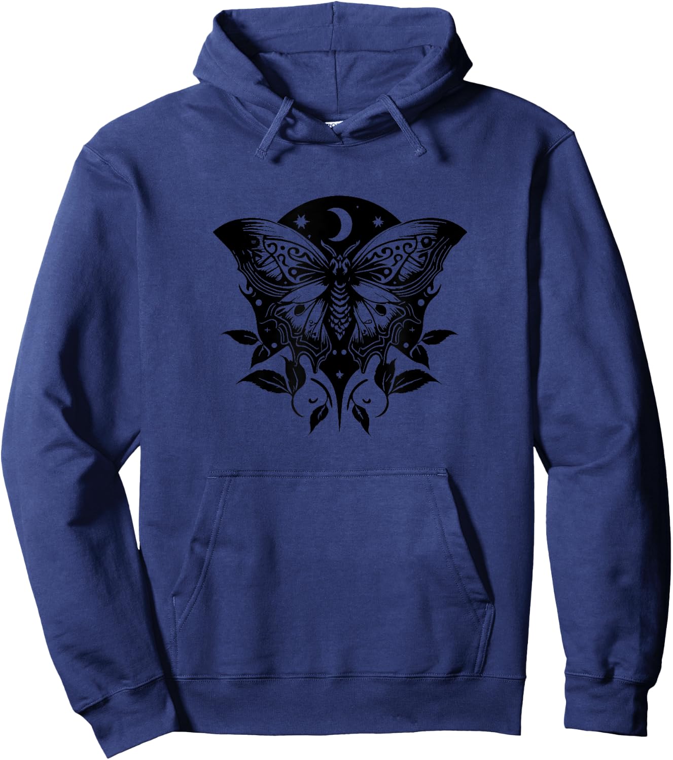 Moth, moon, butterfly, leafs, stars, goth, magic, mystic Hoodie - Hoodie | Navy