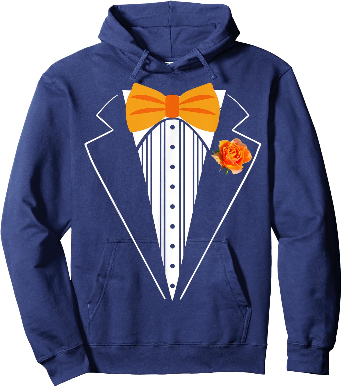 Kids Adult Orange Bowtie Tuxedo Toddler Costume Youth Tux Hoodie - Hoodie | Navy