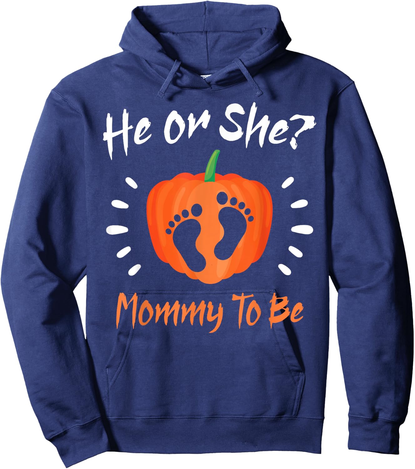 Halloween Gender Reveal He or She MOMMY To Be Pumpkin Hoodie - Hoodie | Navy