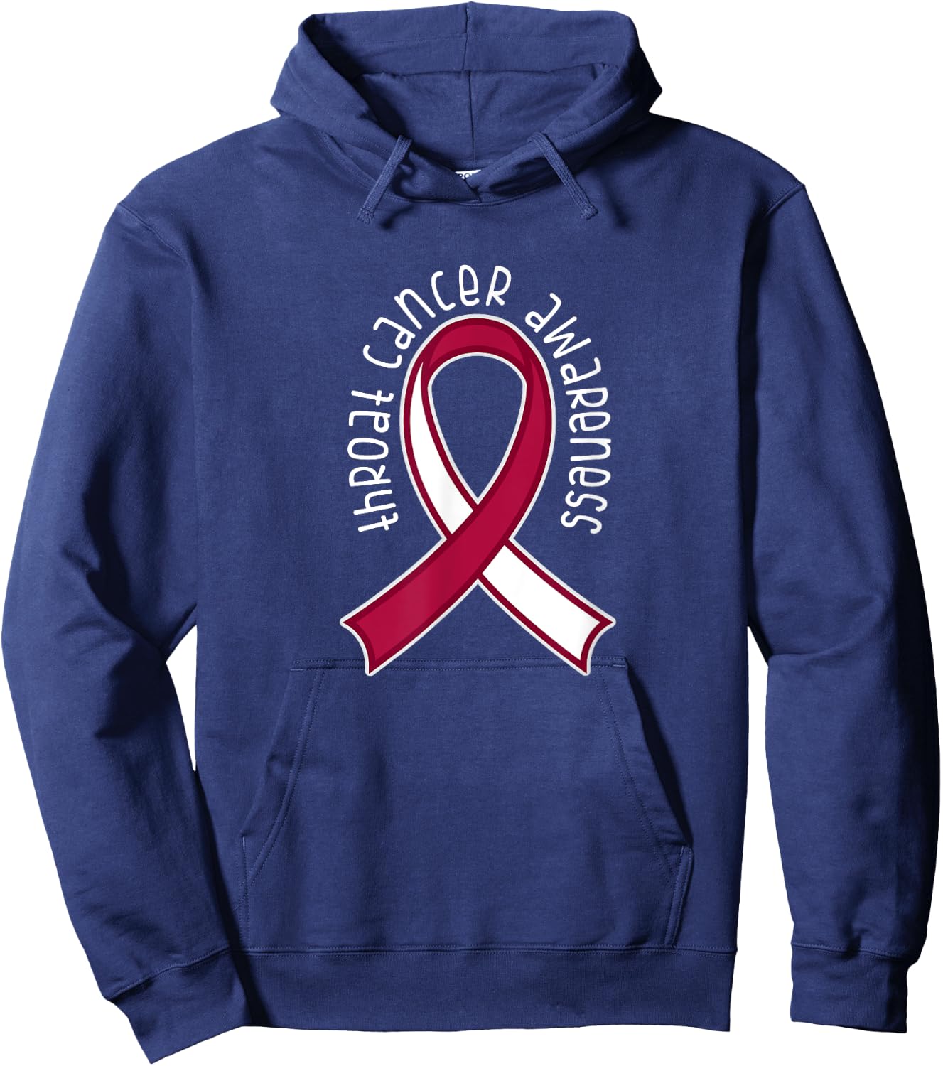 Throat Cancer Awareness Burgundy White Ribbon Hoodie - Hoodie | Navy