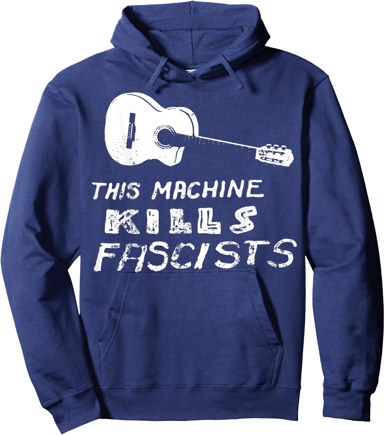 Vintage This Machine Kills Fascists Guitar Hoodie - Hoodie | Navy