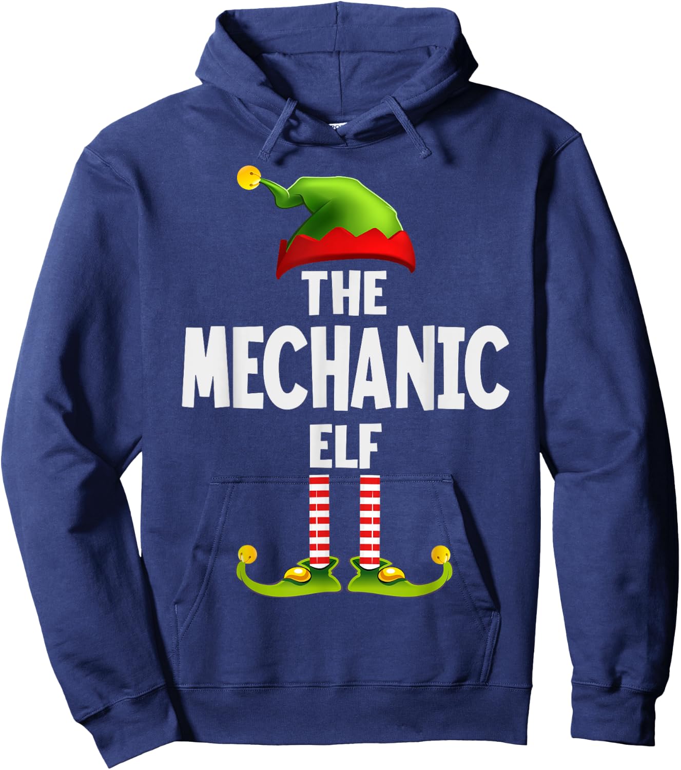The Mechanic Elf Pajama Christmas Matching Family Hoodie - Hoodie | Navy