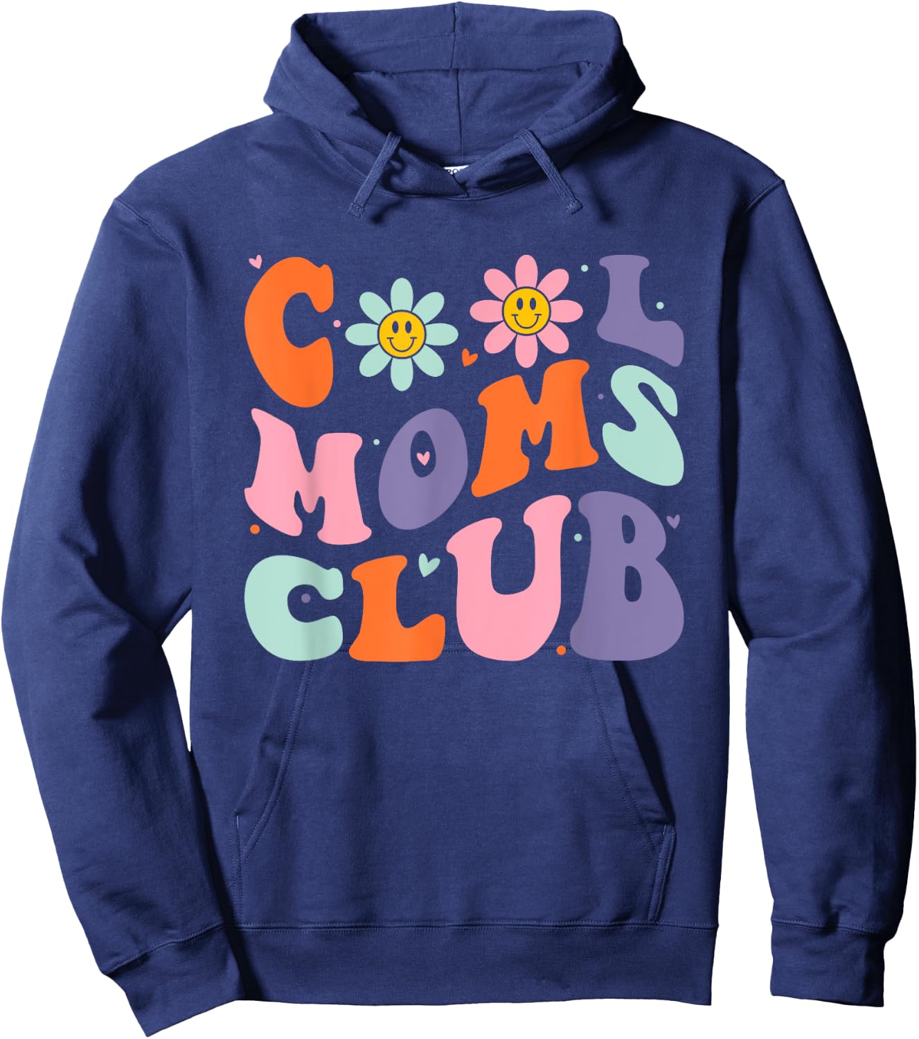 Cool Moms Club Retro Groovy Mom Mommy Mama Mothers Day Hoodie - Hoodie | Navy