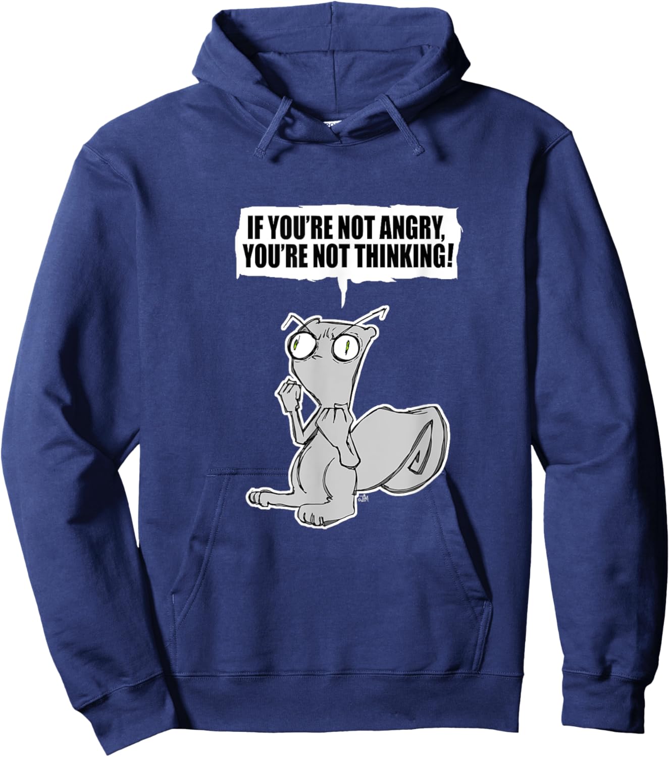 iLL WiLL PrEss, LLC If You're Not Angry... Foamy The Squirrel Black Cotton, Polyester Blend Modern Cartoon Hoodie - Hoodie | Navy