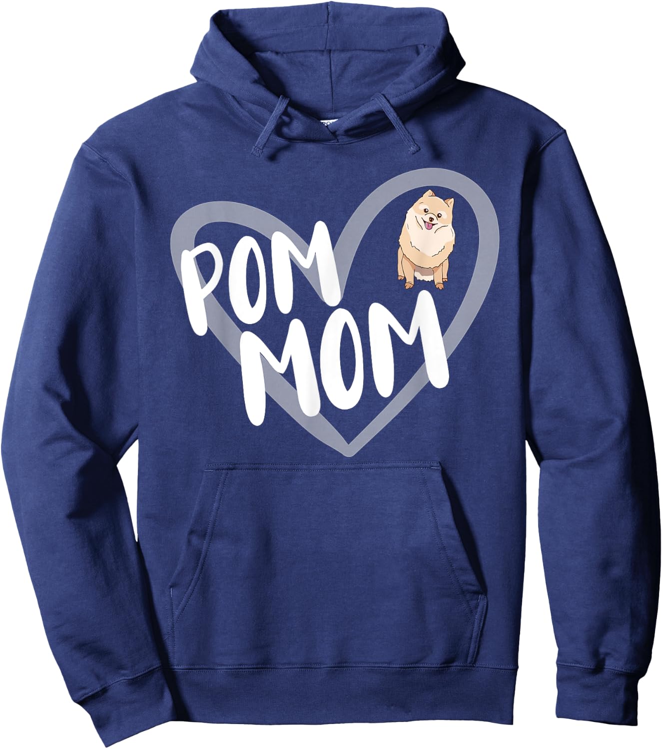 Pom Mom Heart Funny Pomeranian Owner Dog Lover Hoodie - Hoodie | Navy