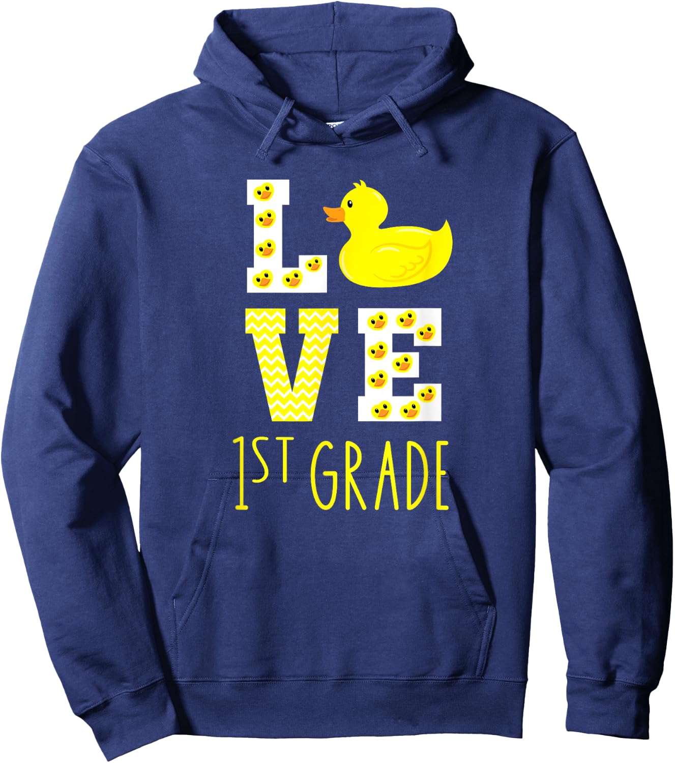 Love 1st Grade Back To School Yellow Duck 1st Grade Teacher Hoodie - Hoodie | Navy
