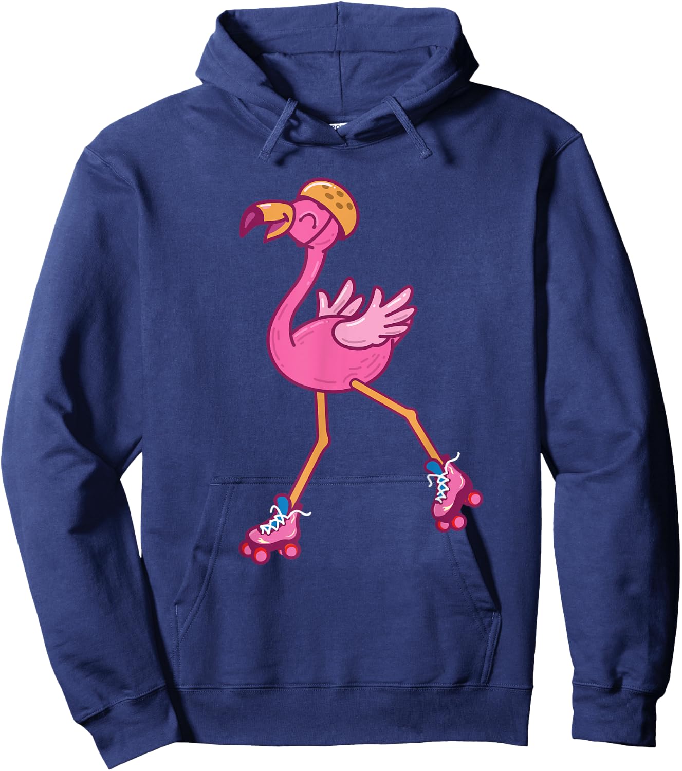 Skater Flamingo - Cute Flamingo Lover Roller Skating Hoodie - Hoodie | Navy