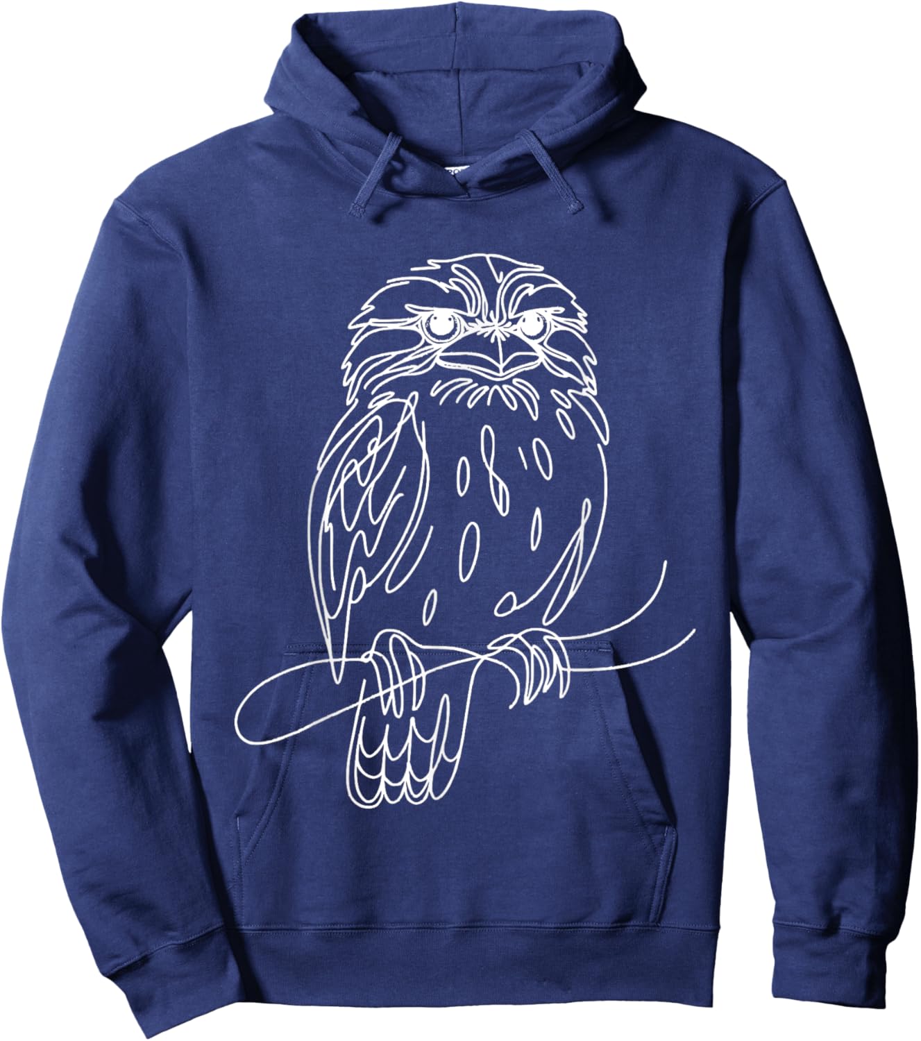 Line Art Bird & Ornithologist Tawny Frogmouth Hoodie - Hoodie | Navy