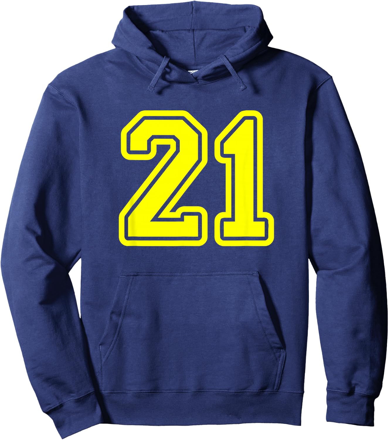 Yellow Athletic Sports Team Number #21 Hoodie - Hoodie | Navy
