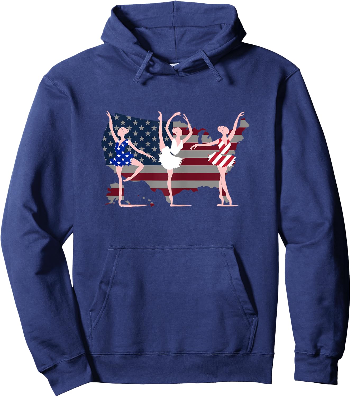 Ballerina Ballet USA American Flag 4th of July Dance Gift Hoodie - Hoodie | Navy