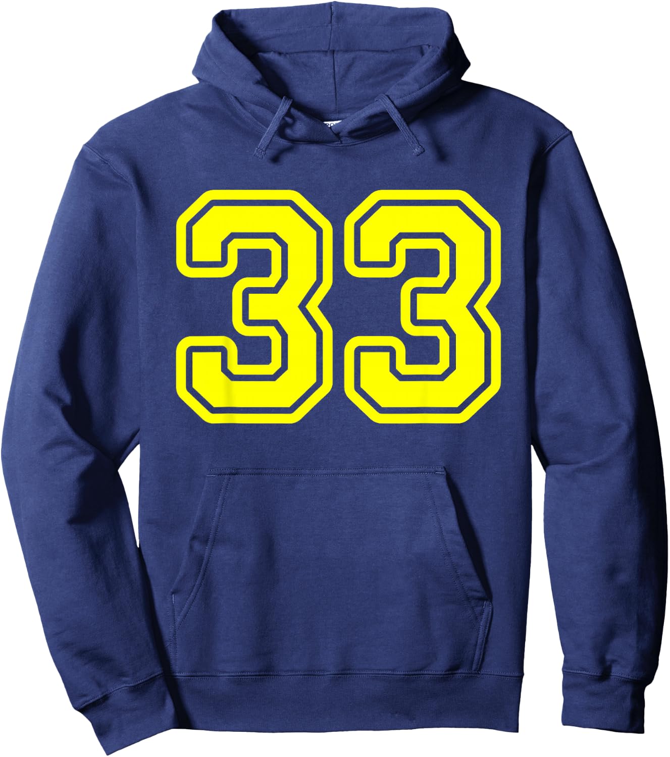 Yellow Athletic Sports Team Number #33 Hoodie - Hoodie | Navy