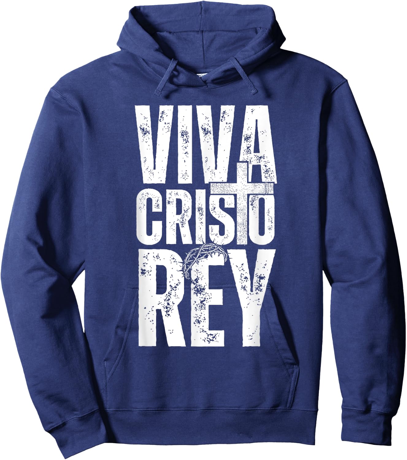 Viva Cristo Rey, Epic Christian Spanish Emblem Hoodie - Hoodie | Navy