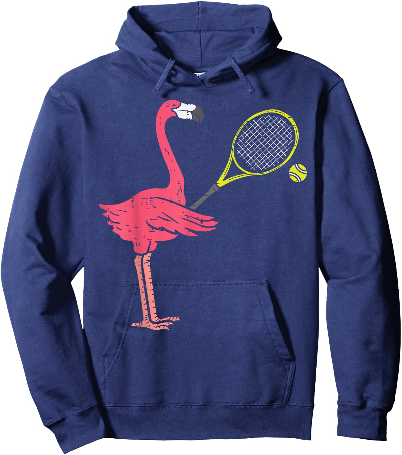 Flamingo Playing Tennis Funny Bird Player Men Women Kids Hoodie - Hoodie | Navy