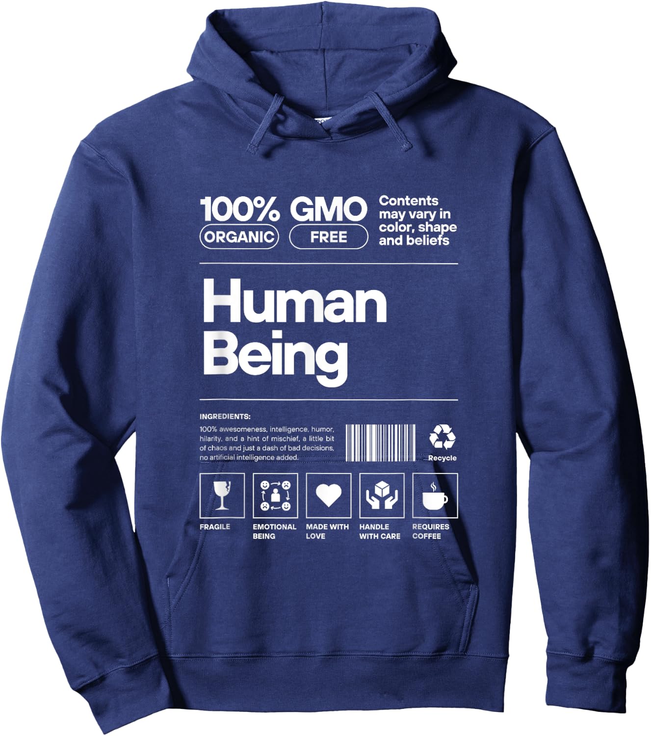 Human Being Personality Nutrition Facts Sarcastic Hoodie - Hoodie | Navy