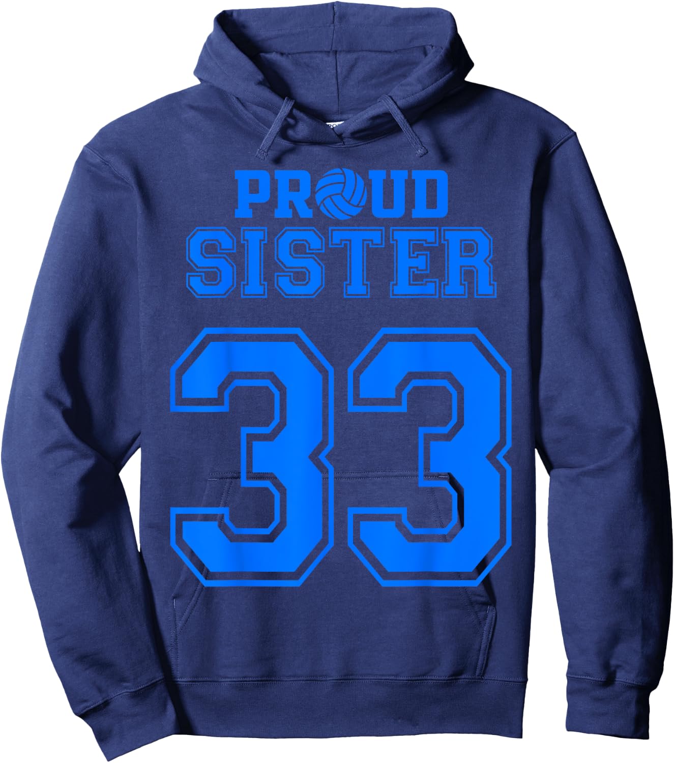 Proud Volleyball Sister Number 33 B Hoodie - Hoodie | Navy