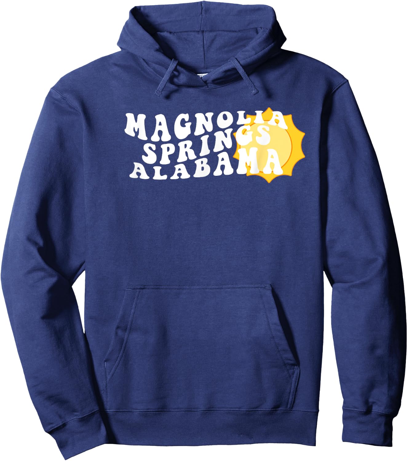 Magnolia Springs Alabama AL Retro Wavy Souvenir Vacation Hoodie - Hoodie | Navy