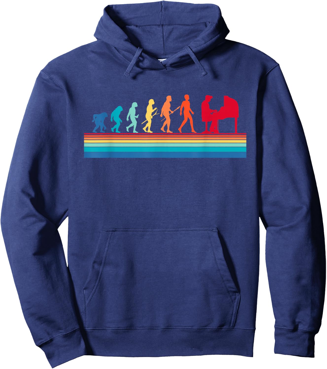 Retro Evolution Piano Player Pianist Classical Music Lover Hoodie - Hoodie | Navy
