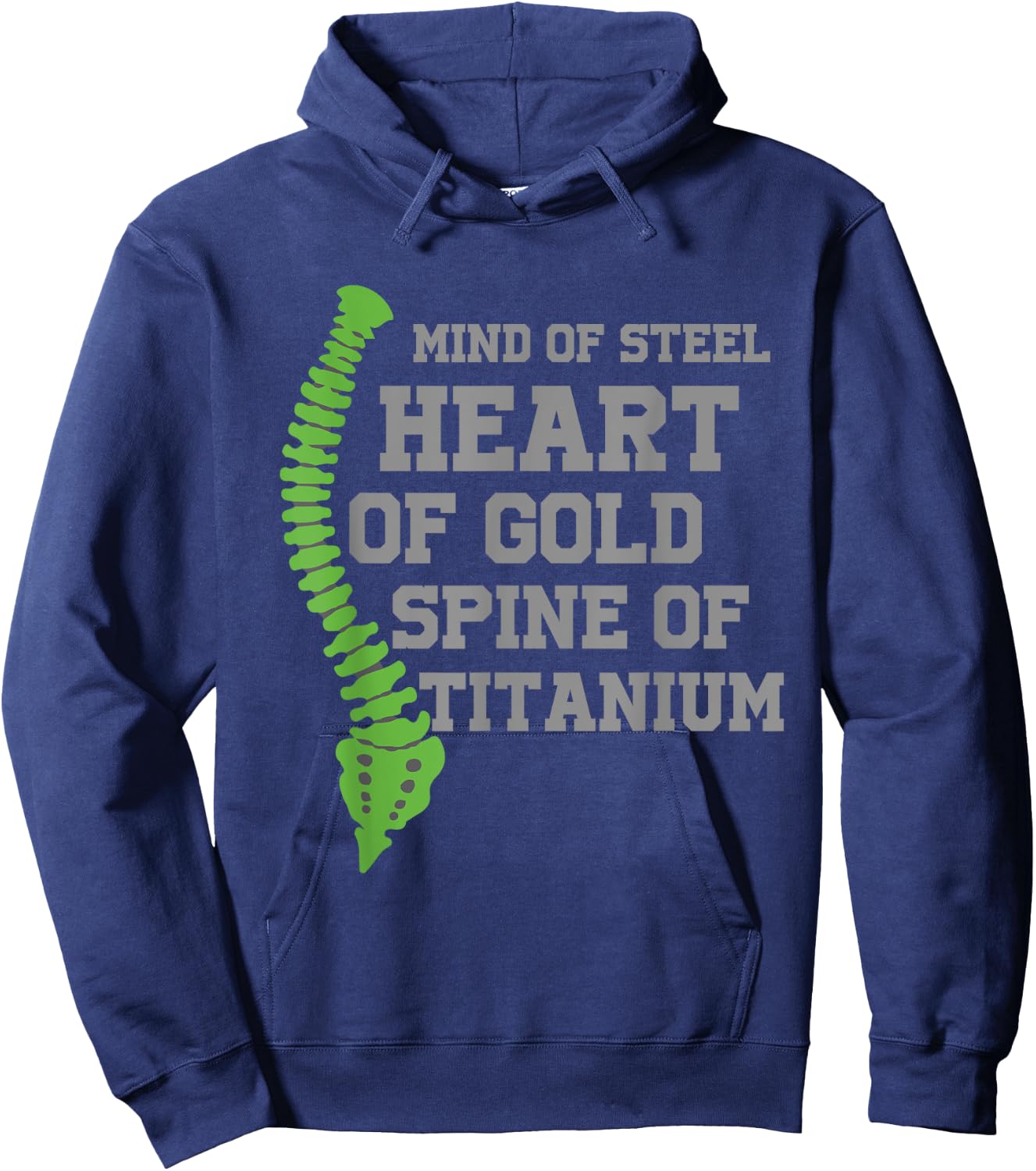 Heart Of Gold Spine Of Titanium Scoliosis Warrior Hoodie - Hoodie | Navy