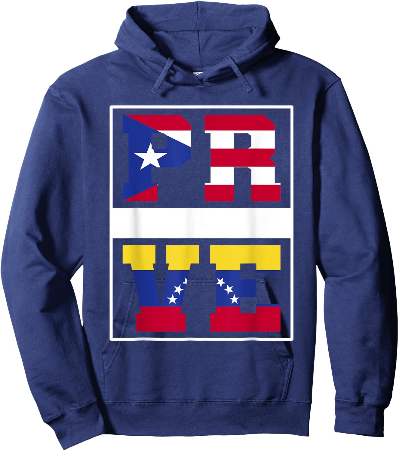 Half Boricua Venezuelan Mixed Heritage Puerto Rico Venezuela Hoodie - Hoodie | Navy