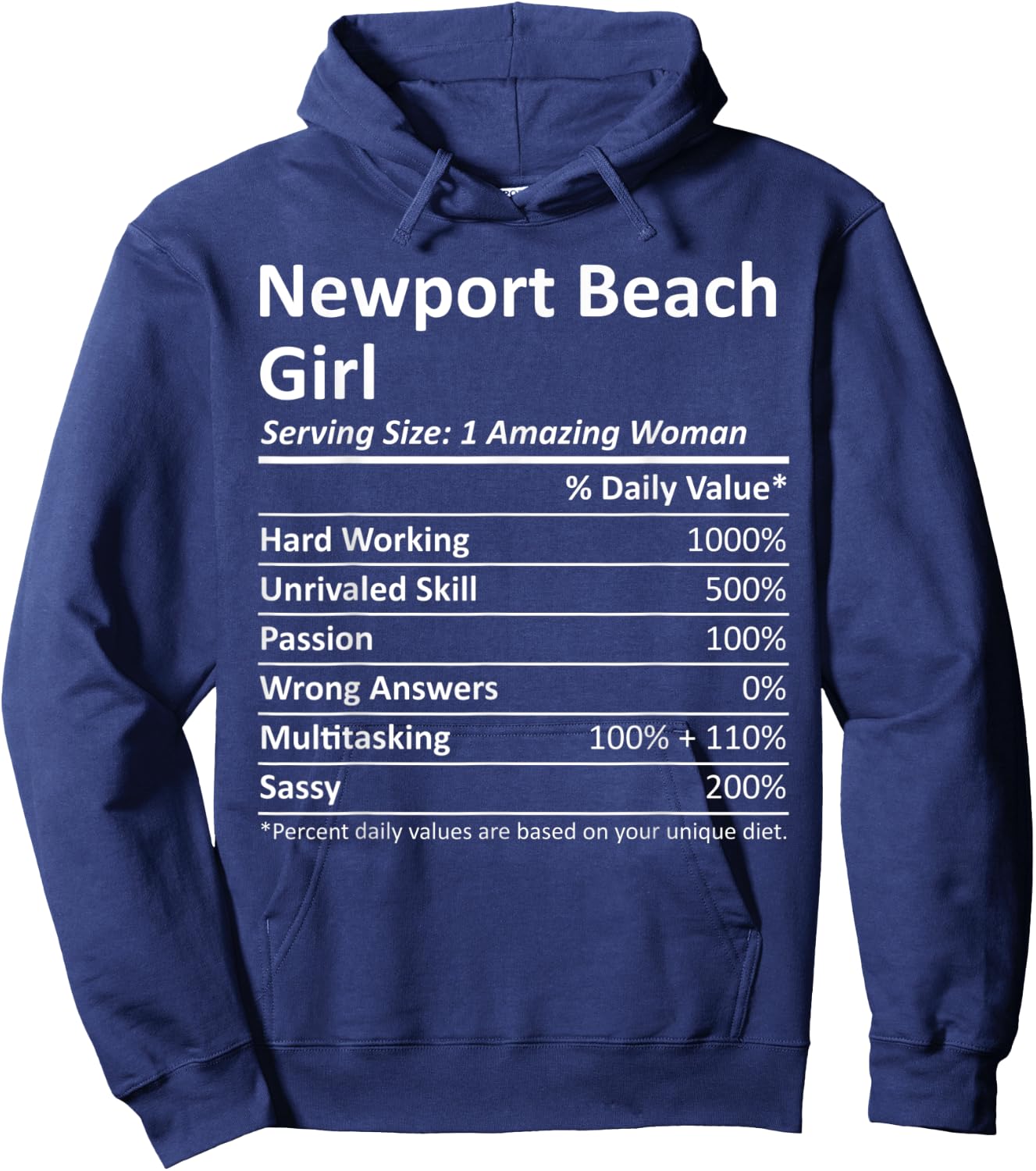 NEWPORT BEACH GIRL CA CALIFORNIA Funny City Home Roots Gift Hoodie - Hoodie | Navy