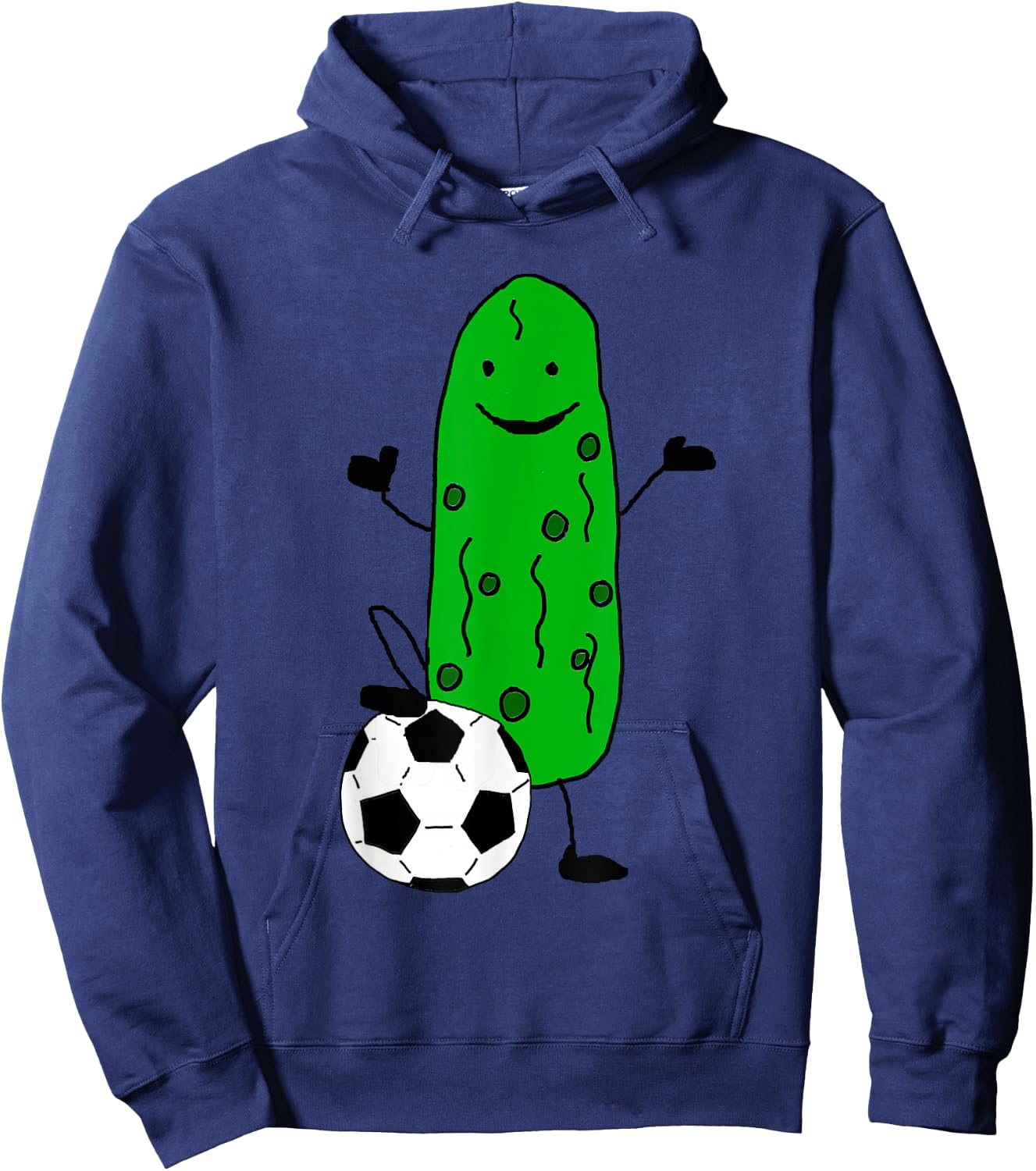 Smilealottees Funny Dill Pickle Playing Soccer Hoodie - Hoodie | Navy