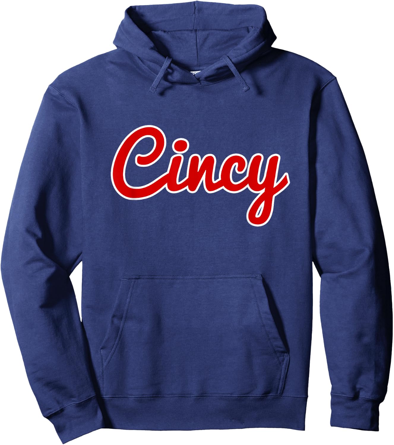 Cincinnati Ohio Classic Red Script Cincy City T Shirt Hoodie - Hoodie | Navy