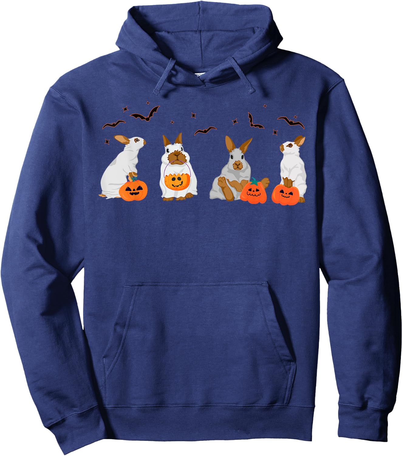 Cute Fall Ghost Bunny Rabbit Halloween Costume Spooky Season Hoodie - Hoodie | Navy
