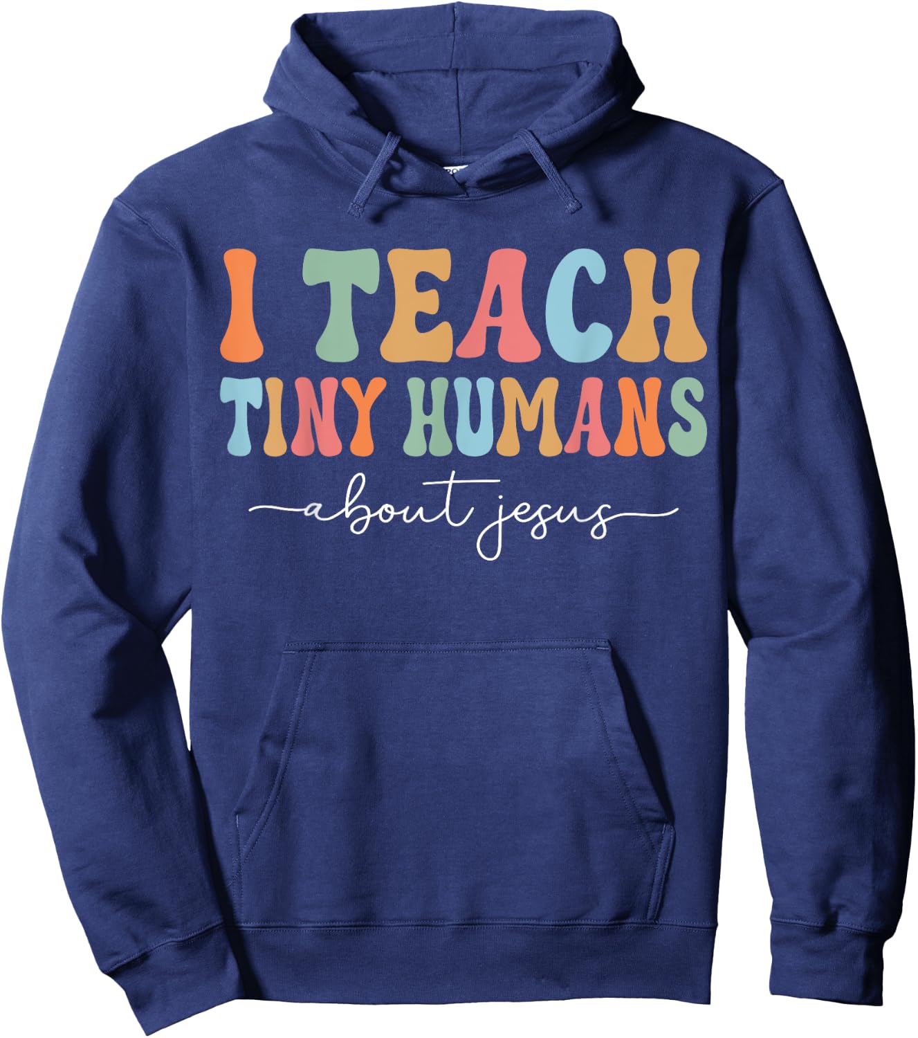 Teach Teaching Kids About Jesus Retro Sunday School Teacher Hoodie - Hoodie | Navy