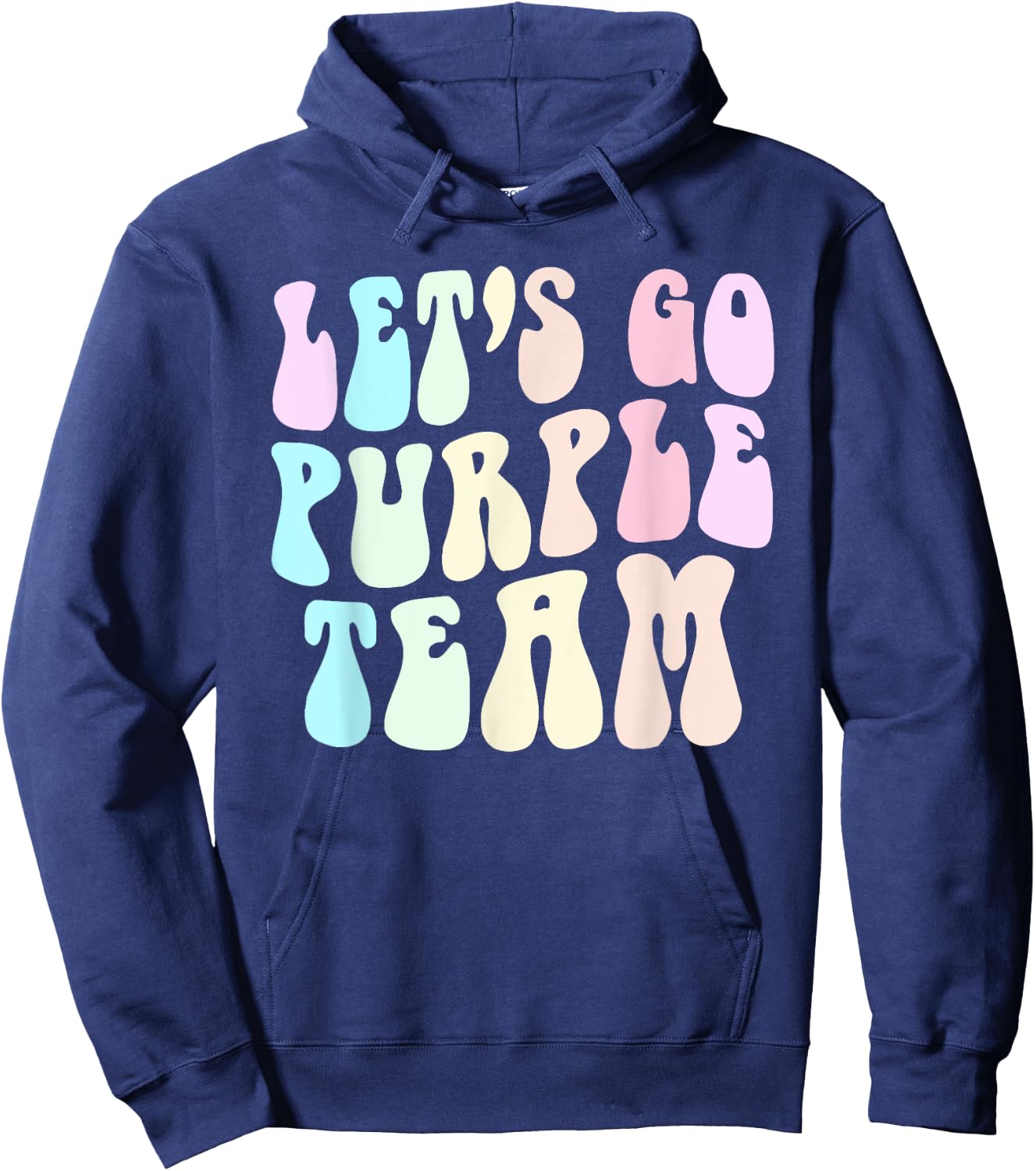 Retro LET'S GO PURPLE TEAM Summer Camp War Game Color Wavy Women Kids Hoodie - Hoodie | Navy