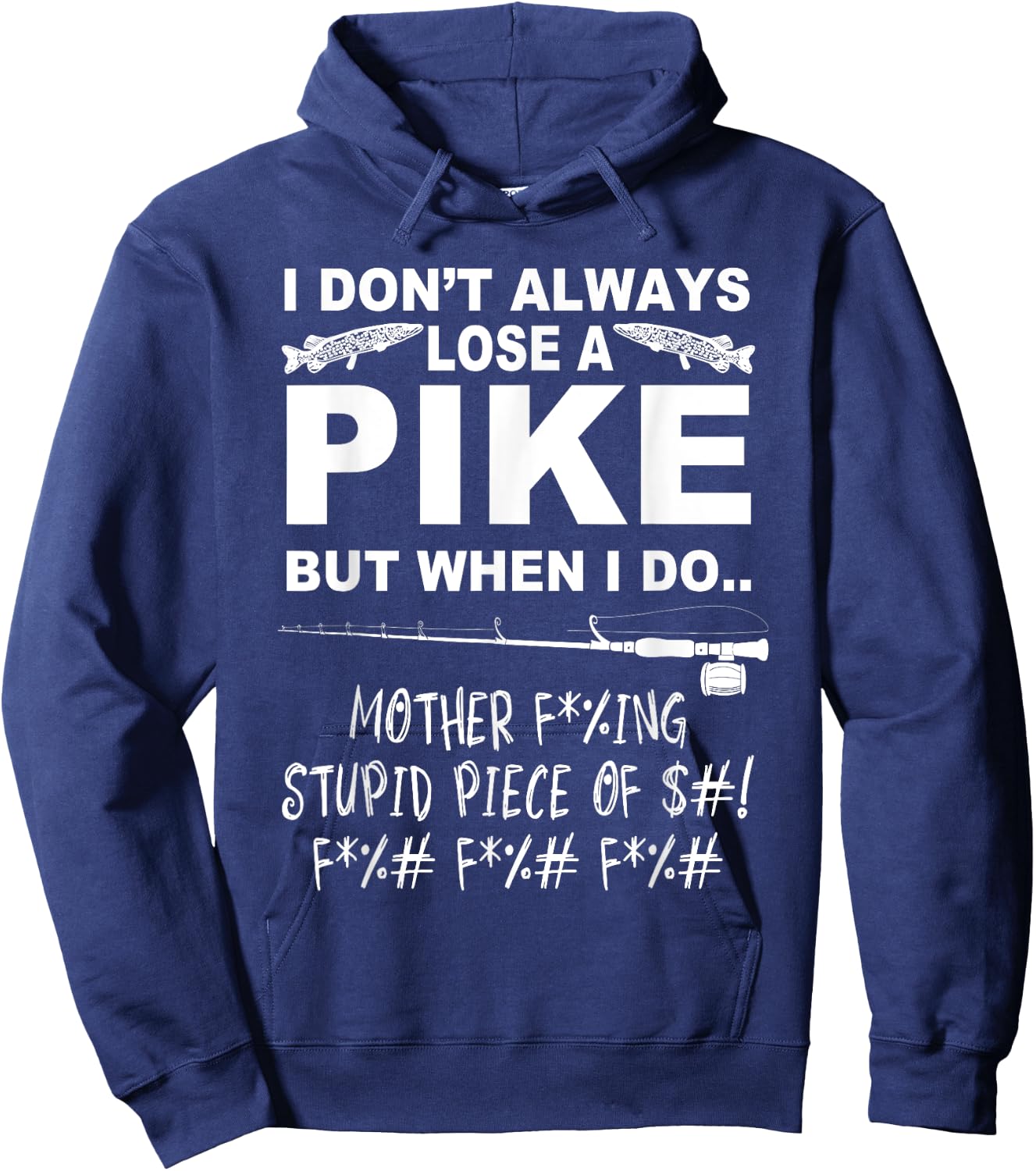 Pike Fishing - Youth Black Small Modern Northern Pike Fishing Hoodie - Hoodie | Navy
