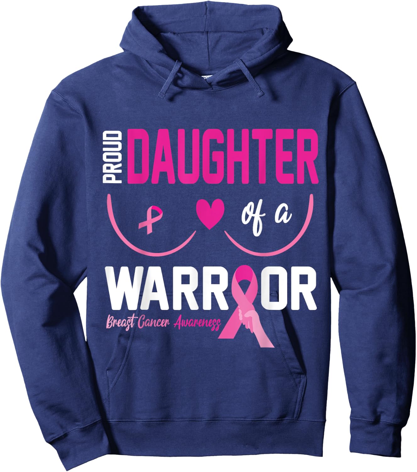 Proud Daughter Of A Breast Cancer Warrior Fight Together Win Hoodie - Hoodie | Navy
