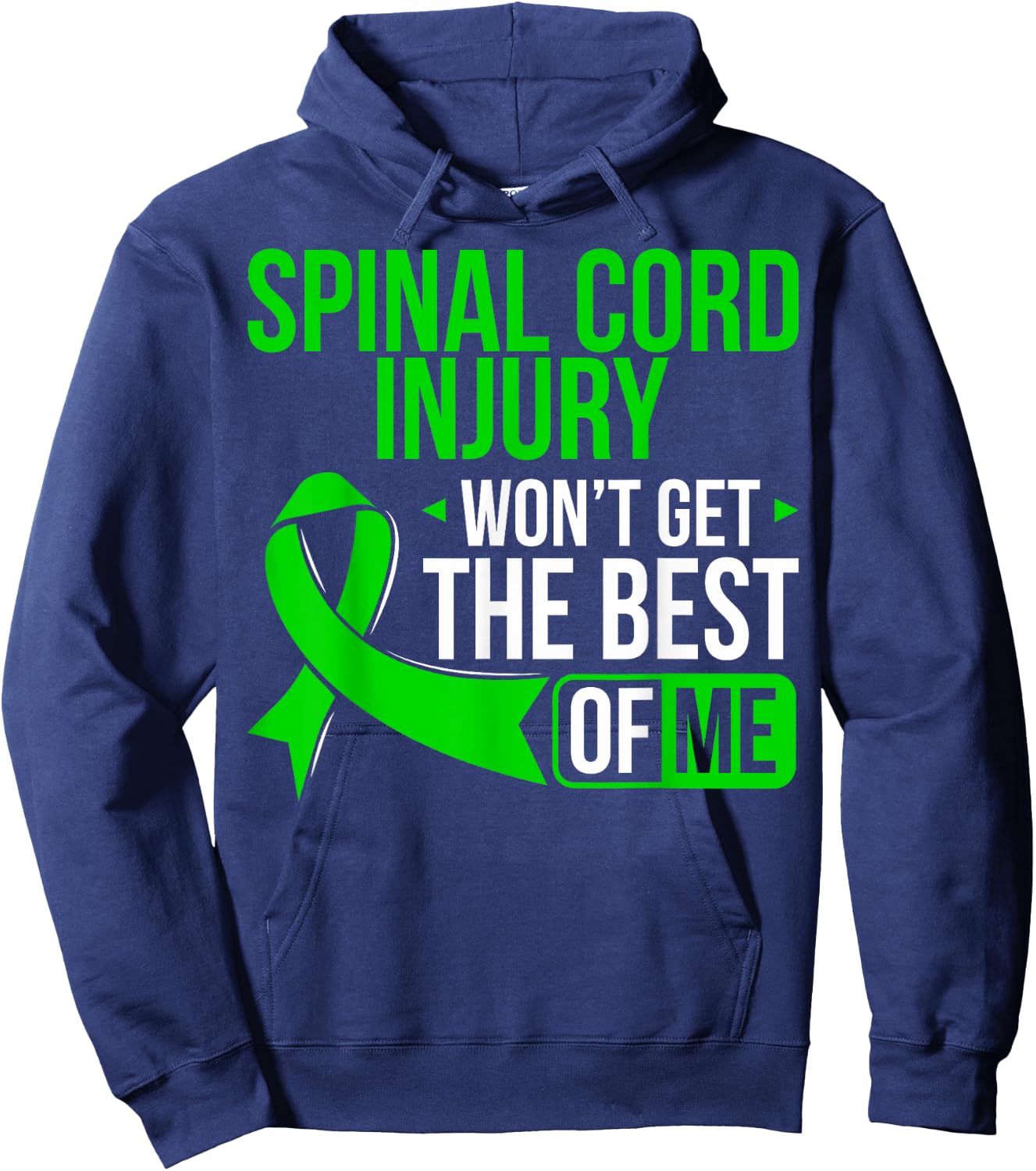 Green Ribbon Spinal Cord Injury Awareness T Shirt Hoodie - Hoodie | Navy