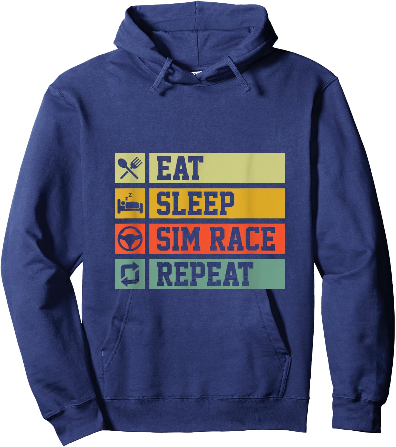 Eat Sleep Sim Race Repeat Simracer Hoodie - Hoodie | Navy