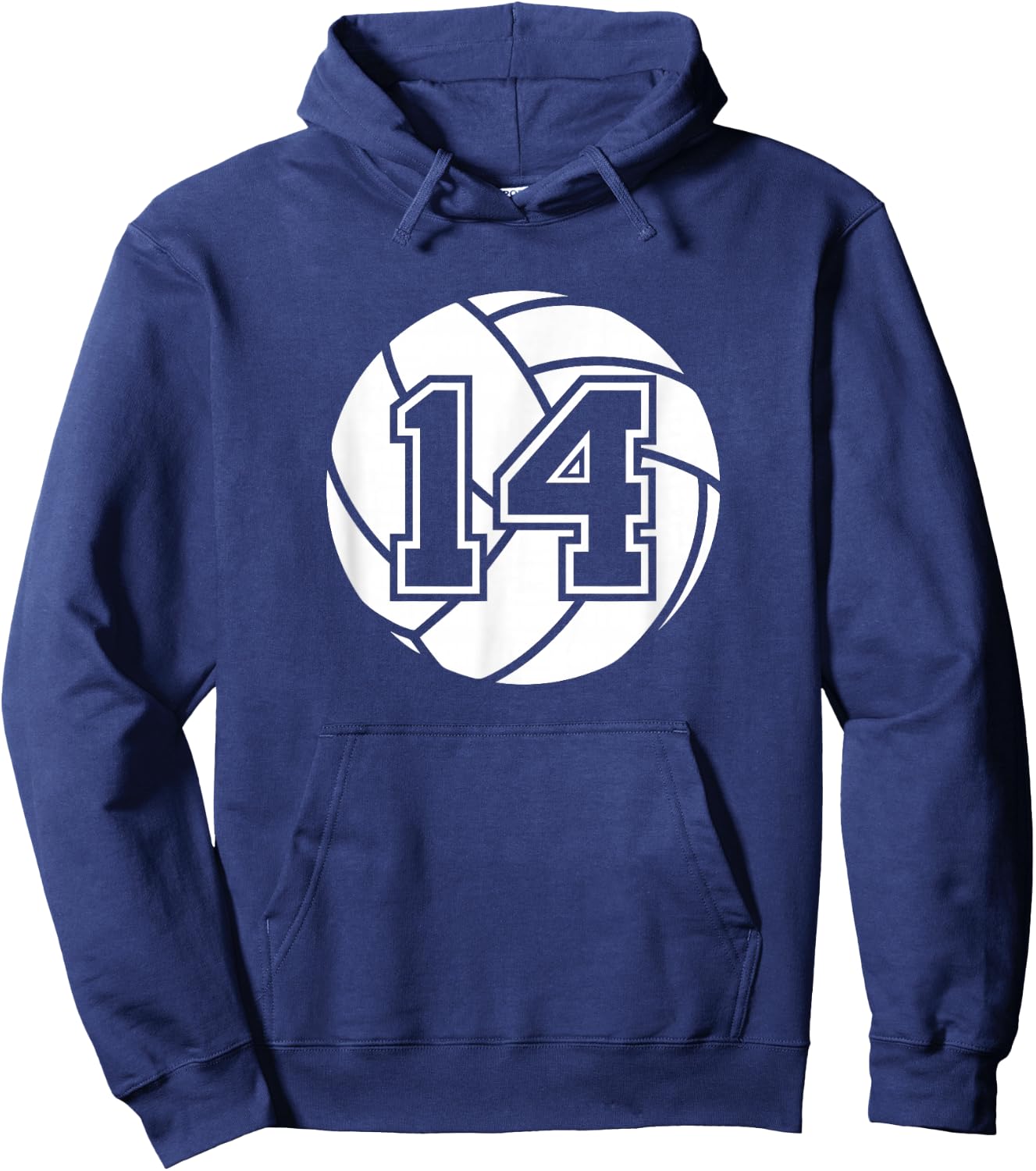 Volleyball Player #14 Volleyball Mom Dad Jersey Number 14 Hoodie - Hoodie | Navy