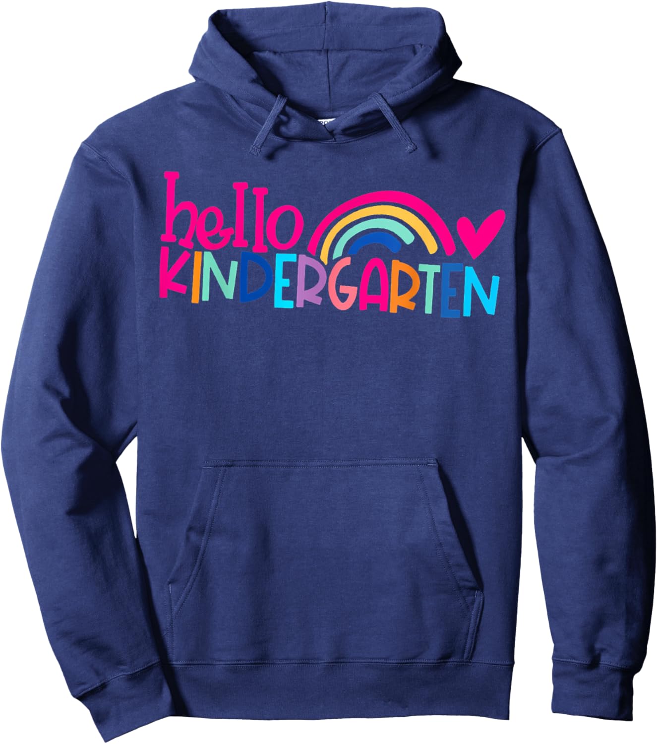 Cute Hello Kindergarten Rainbow Heart Back To School Hoodie - Hoodie | Navy
