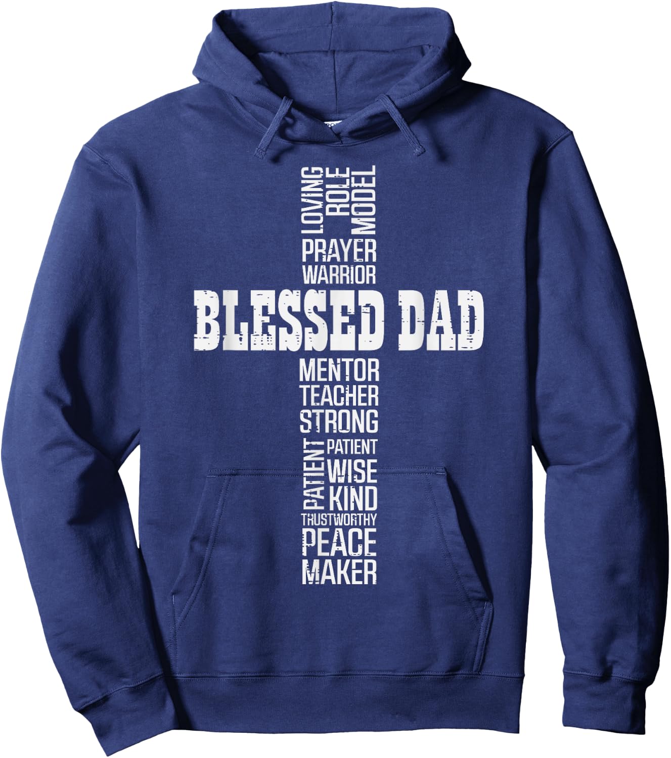 Fathers Day Blessed Dad Cross Christian Daddy Papa Dada Men Hoodie - Hoodie | Navy