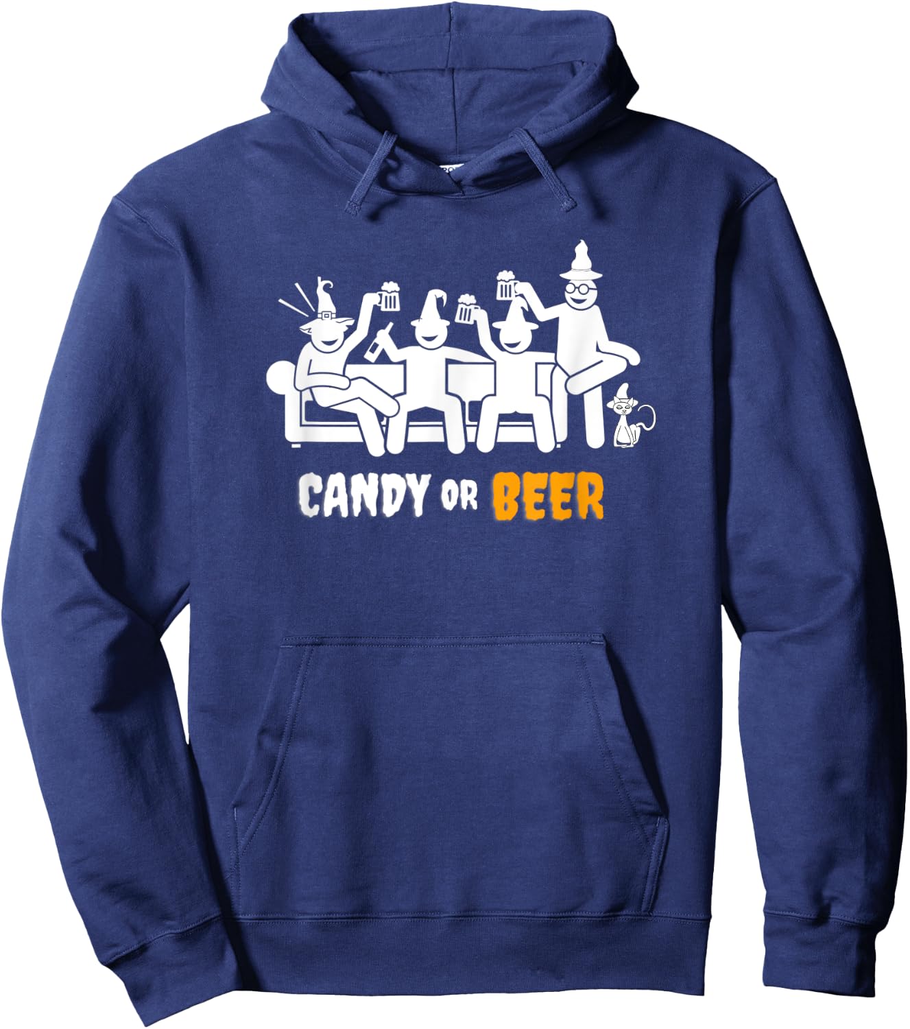 Candy or Beer Halloween Funny Design Hoodie - Hoodie | Navy