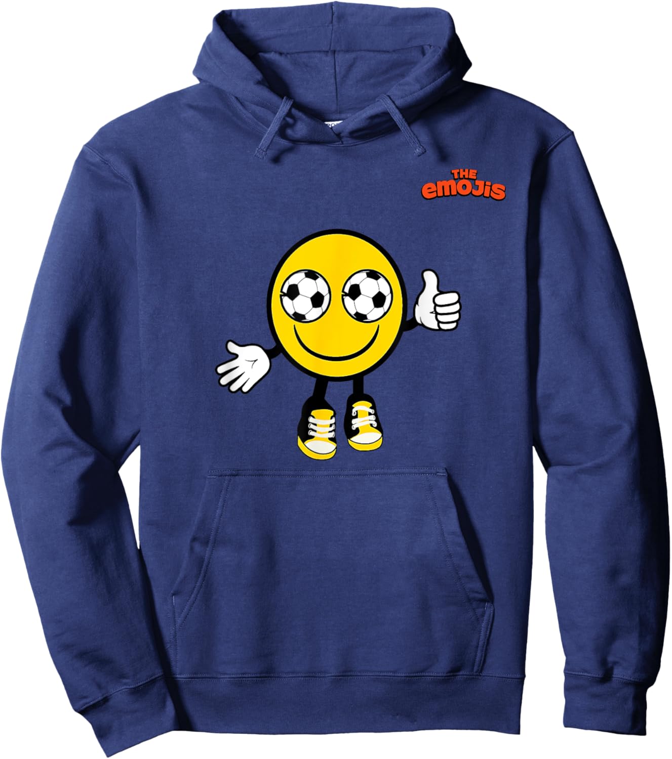 Emoji Soccer Eyes Yellow Face Thumb Up Hoodie - Hoodie | Navy