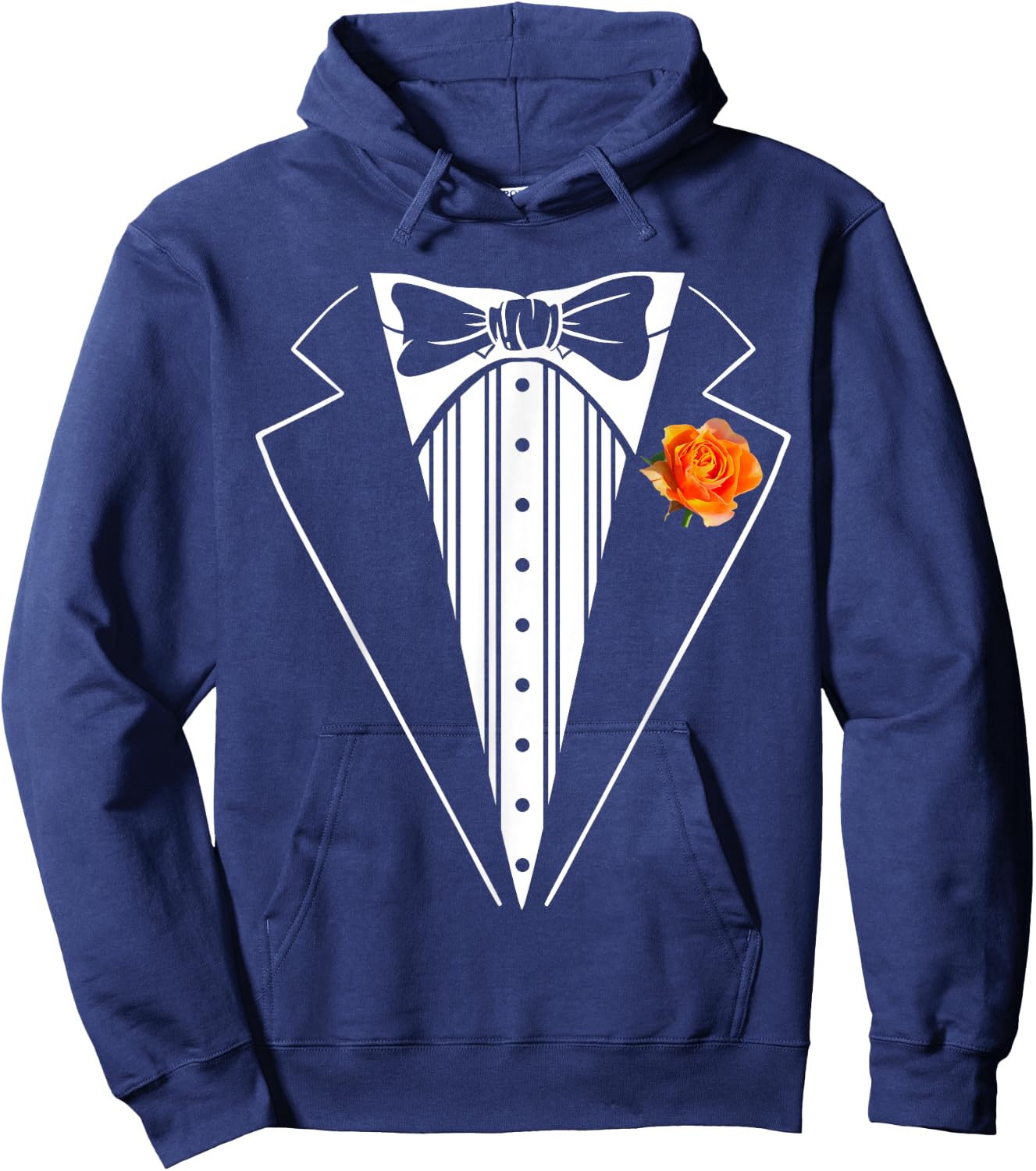 Kids Adult Orange Tuxedo, Toddler Tux Costume Youth Tux Hoodie - Hoodie | Navy