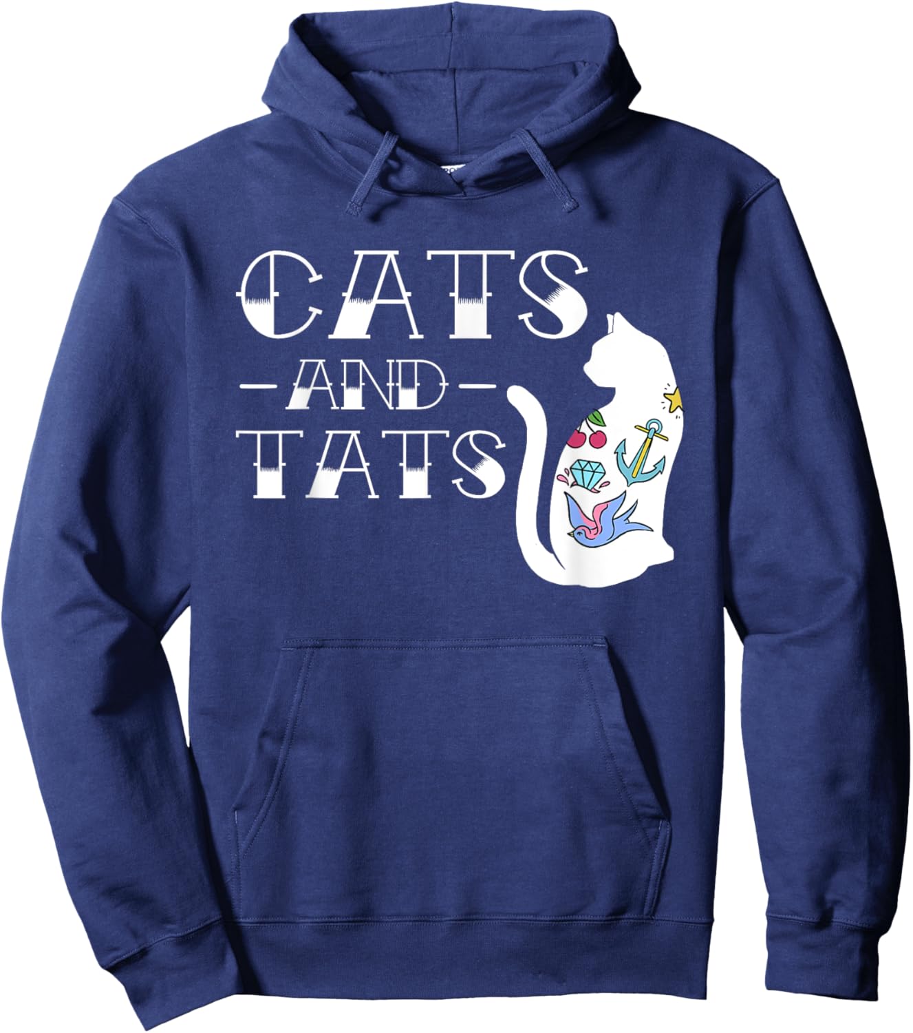 Funny Cats and Cat Tattoo Lover Cats & Tats Tattoo Art Women Girls Kids Hoodie - Hoodie | Navy