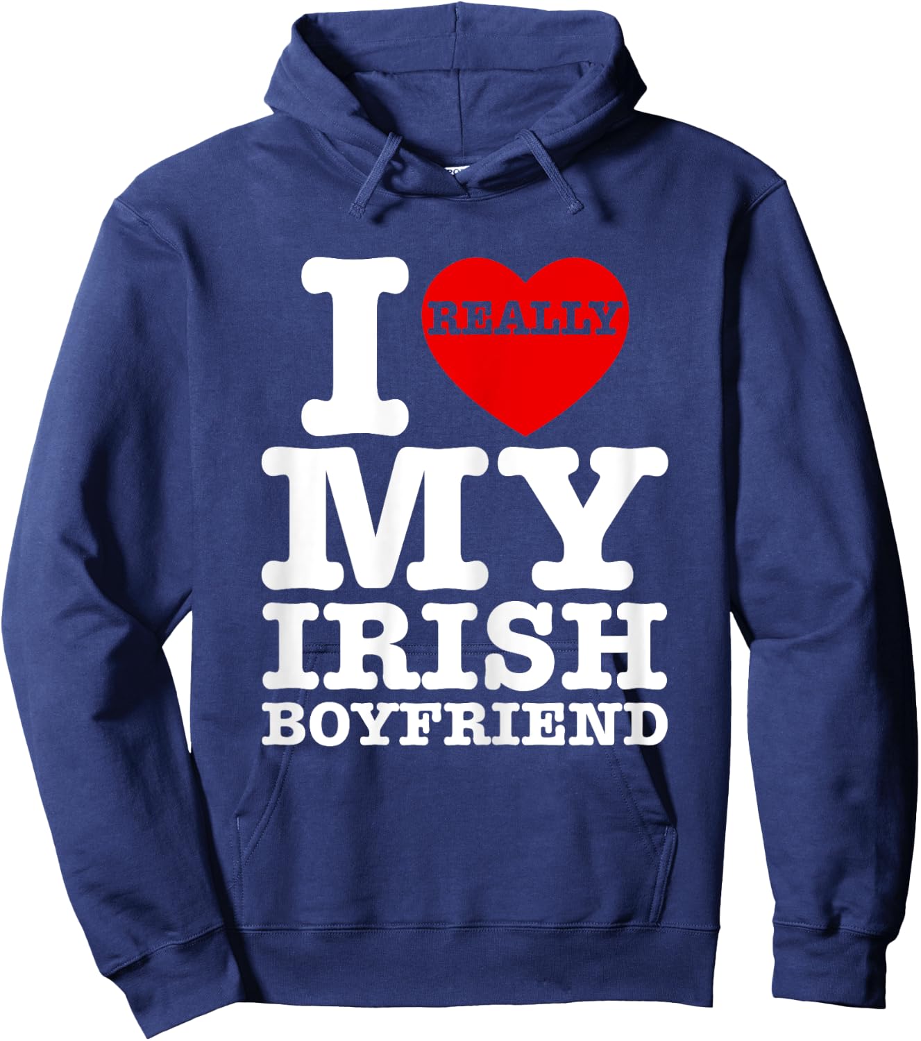 I Love My Irish Boyfriend I Heart BF Couple Matching Vintage Hoodie - Hoodie | Navy