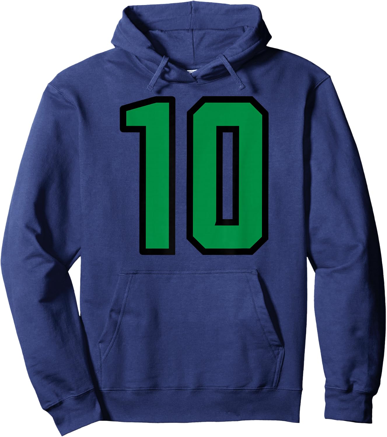 Number #10 Sport Green Varsity Number Hoodie - Hoodie | Navy