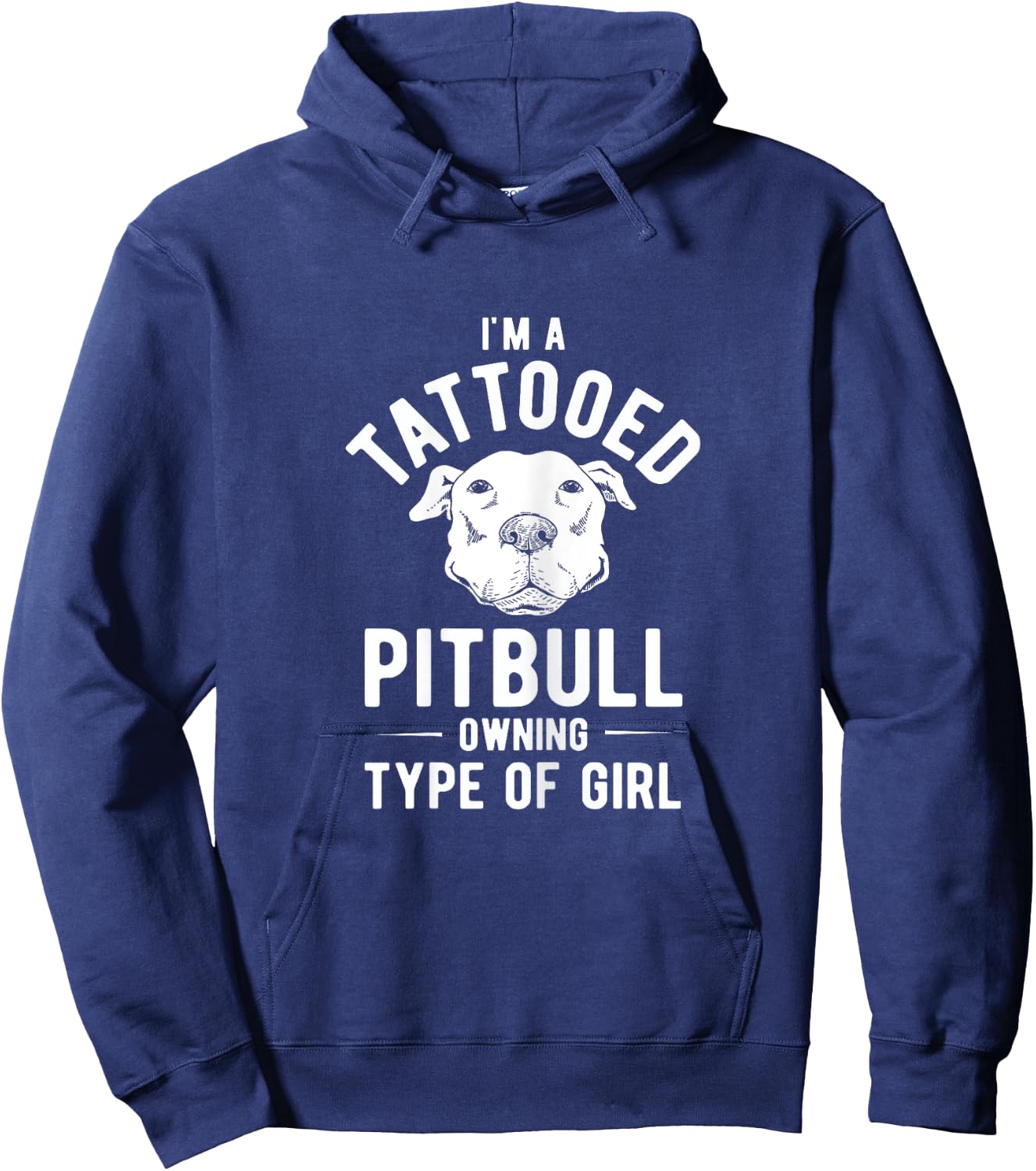 Tattooed Pitbull Owning Girl Pet Dog Pitbull Hoodie - Hoodie | Navy