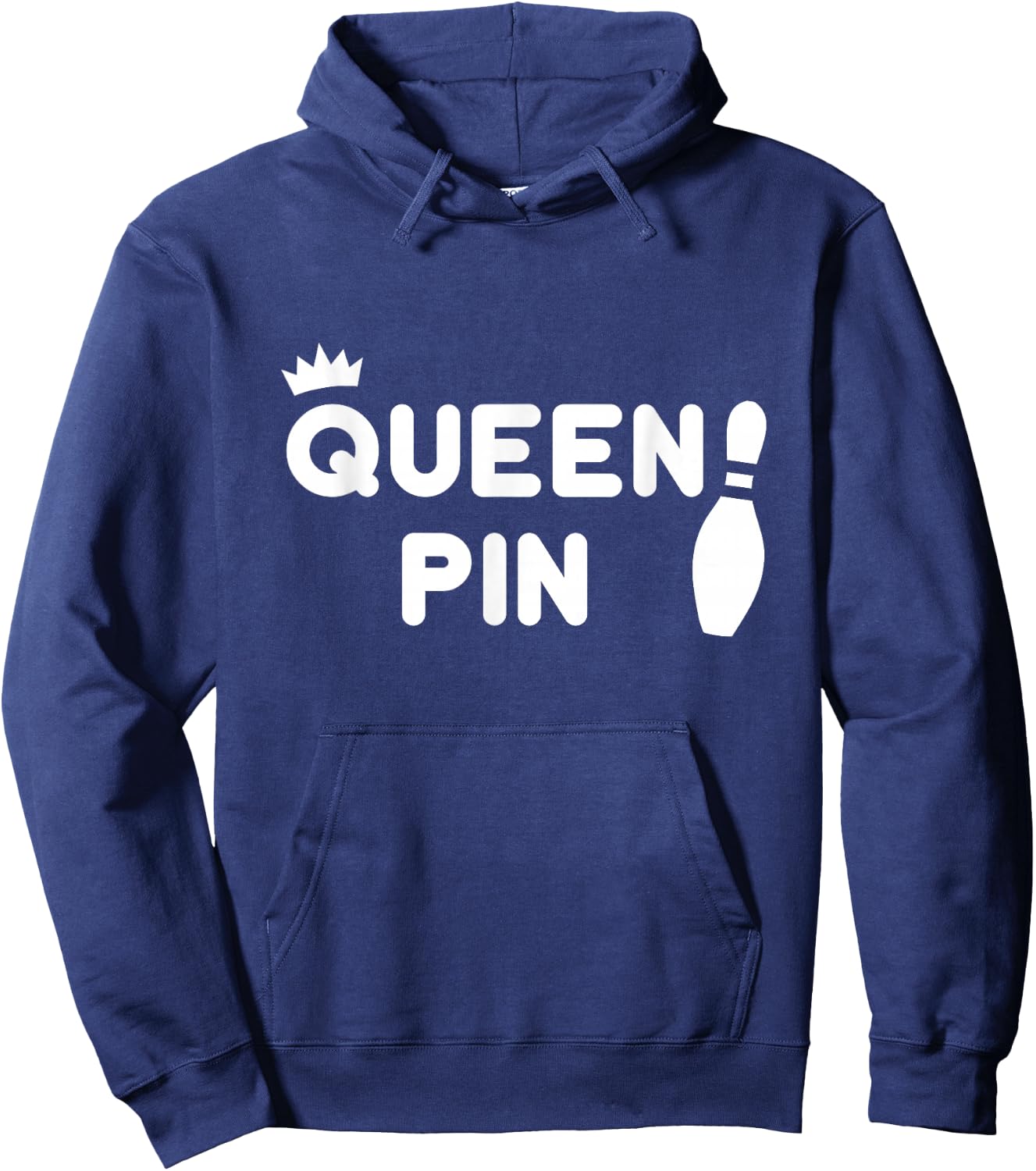 Queen Pin Bowling Shirt, Funny Cute Couples Bowler Gift Hoodie - Hoodie | Navy