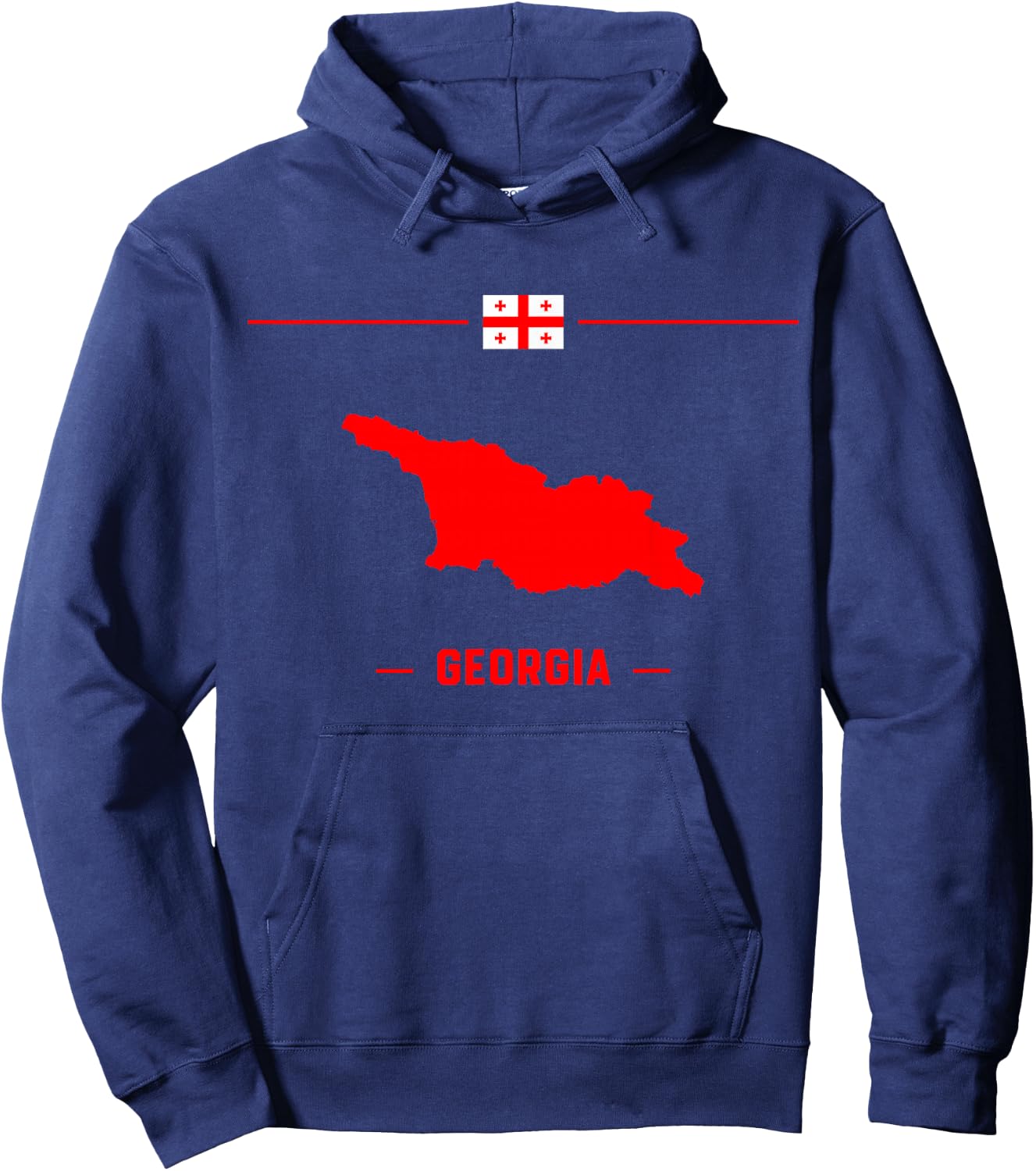 Map of Georgia isolated with flag and name of the country Hoodie - Hoodie | Navy