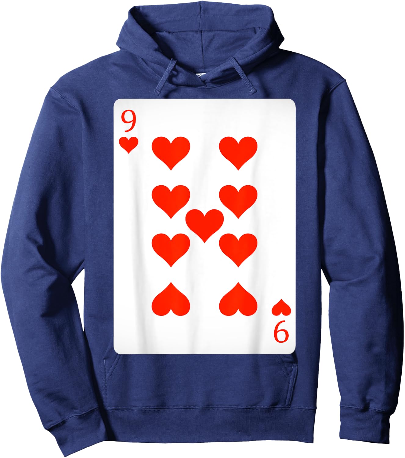 9 Nine Of Hearts Playing Cards Shirt Easy Halloween Costume Hoodie - Hoodie | Navy