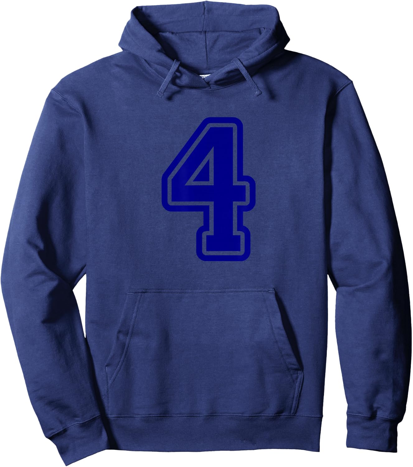 Number #4 Sport Blue Varsity Number Hoodie - Hoodie | Navy